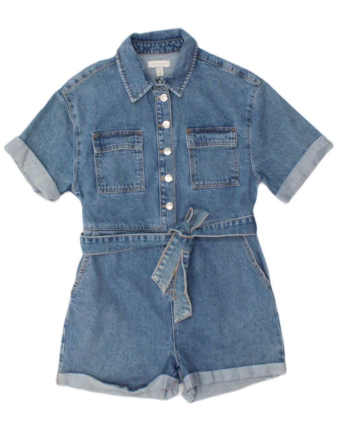 Damski kombinezon jeansowy Topshop UK 10, mały, niebieski, bawełniany