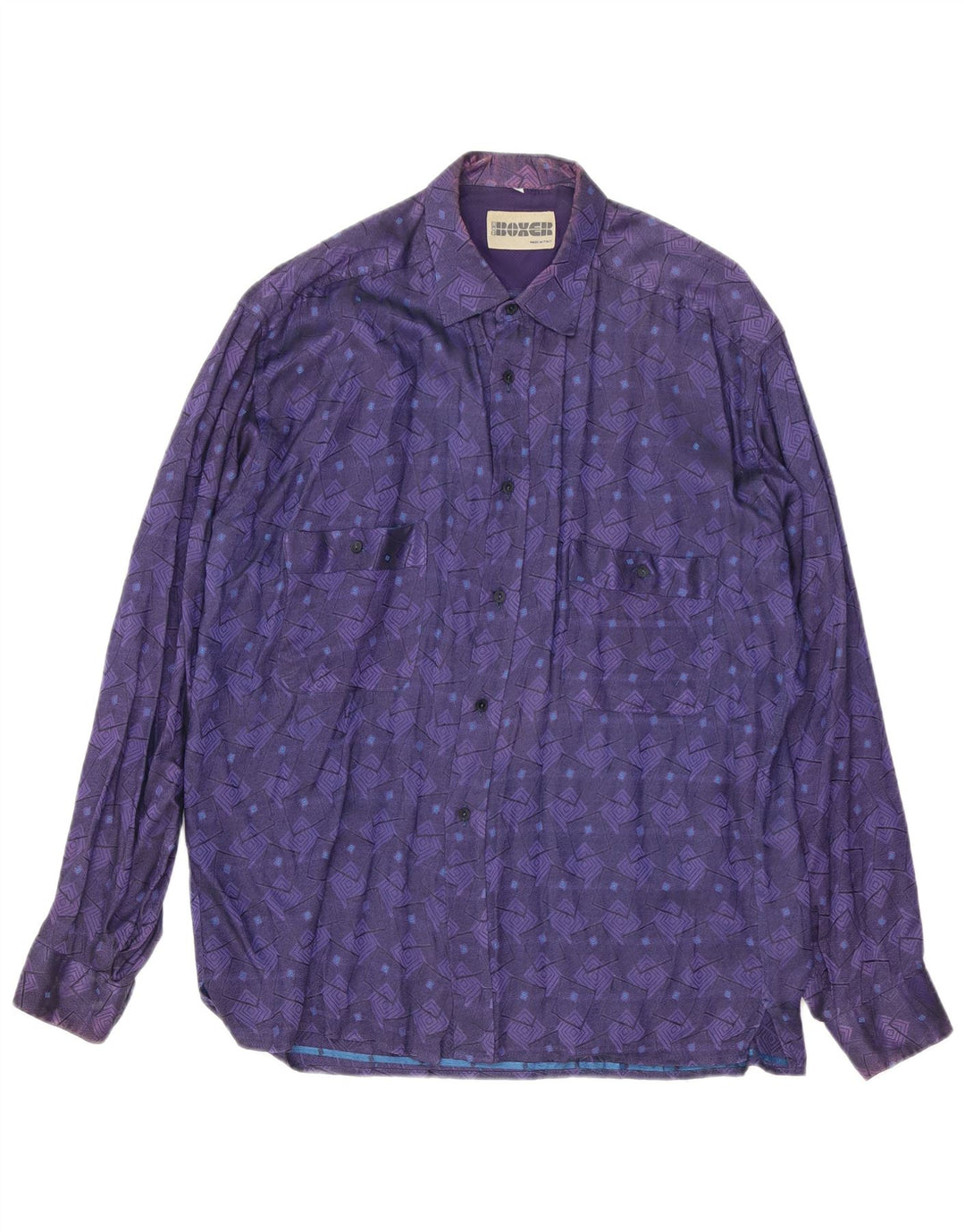 Koszula męska BOXER Duża fioletowa, geometryczna wiskoza