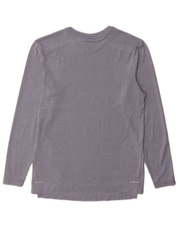 Męska koszulka Nike Dri Fit z długim rękawem i małym niebieskim poliestrem w prążki