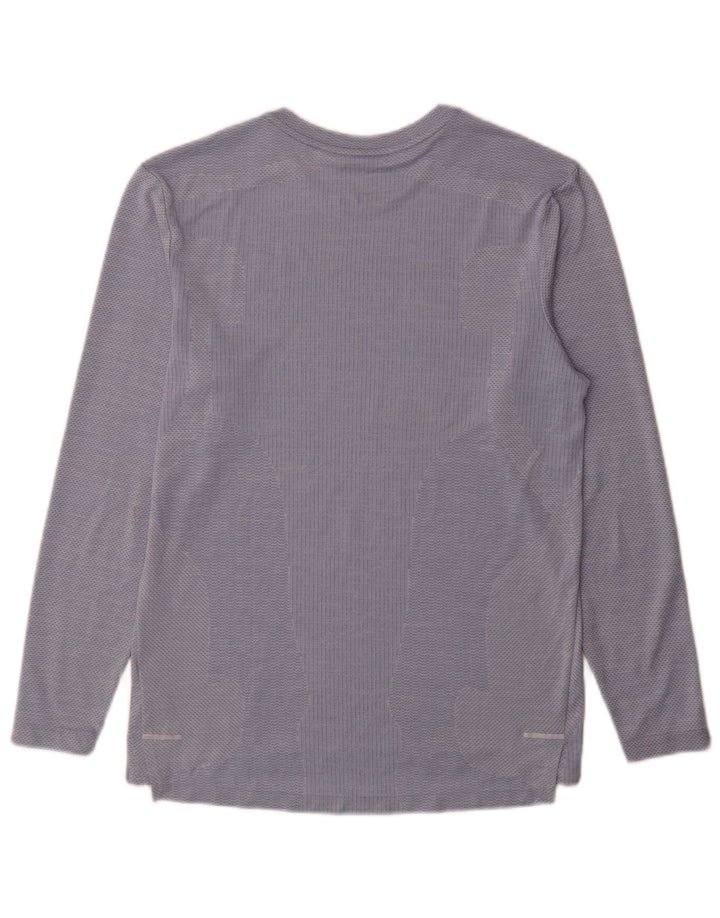 Męska koszulka Nike Dri Fit z długim rękawem i małym niebieskim poliestrem w prążki