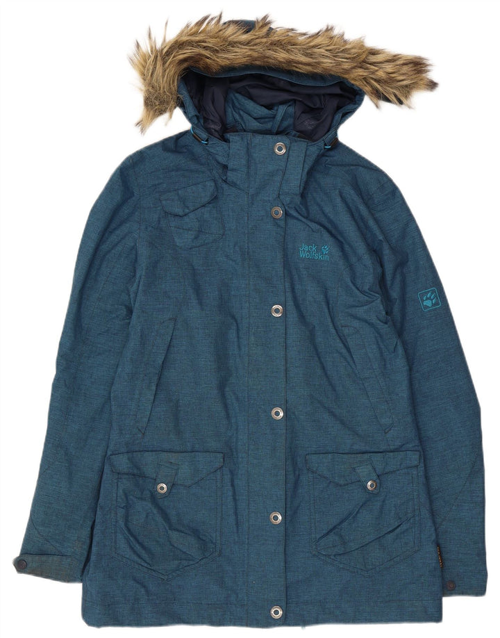 Damska kurtka parka z kapturem Jack Wolfskin UK 10, mała niebieska, poliester