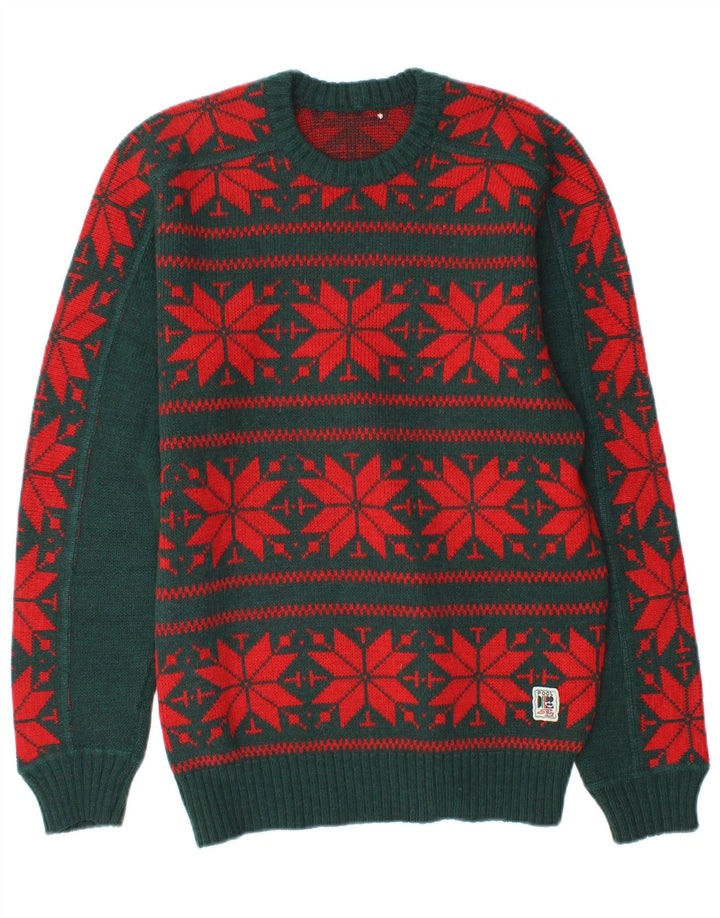 Sweter męski Silvy z okrągłym dekoltem, średnio zielony Fair Isle