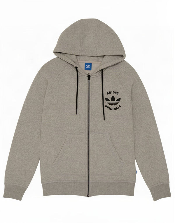 Damski sweter z kapturem i zamkiem błyskawicznym Adidas UK 12 Średni szary bawełniany