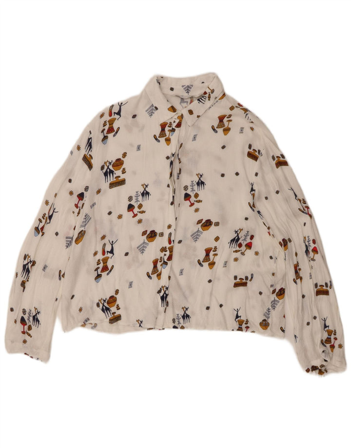 Damska prześwitująca koszula Zara UK 6 XS Biała geometryczna wiskoza