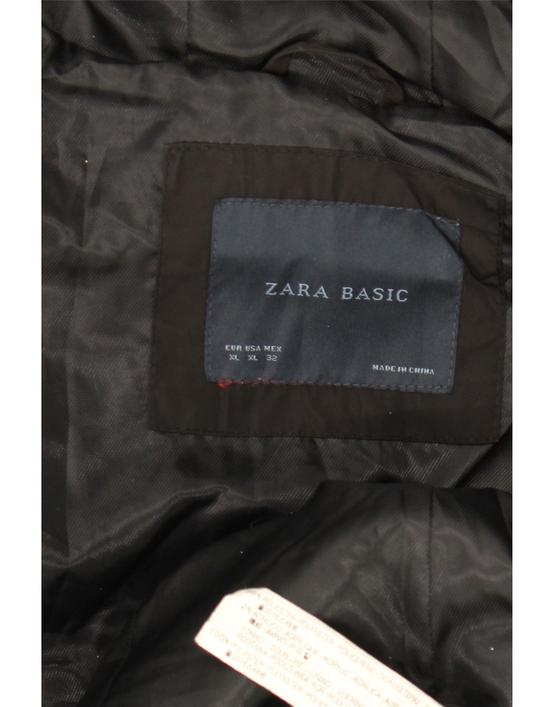 Damski płaszcz z kapturem i ociepleniem Zara UK 18 XL, czarny poliester