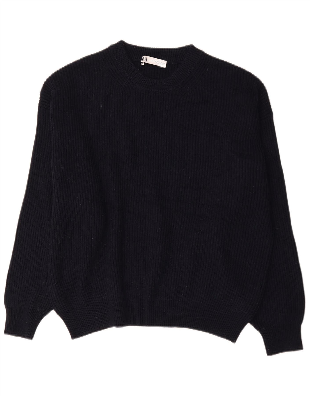 Damski sweter oversize z okrągłym dekoltem Zara UK 18 XL Granatowy poliester