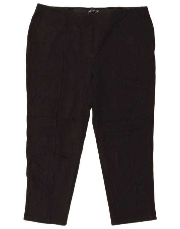 MARKS & SPENCER Womens Slim Suit Trousers UK 22 3XL W42 L28 Black Viscose