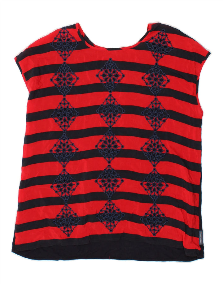 ARMANI JEANS Womens T-Shirt Top EU 42 Large Red Striped Vintage Armani Jeans and Second-Hand Armani Jeans from Messina Hembry 