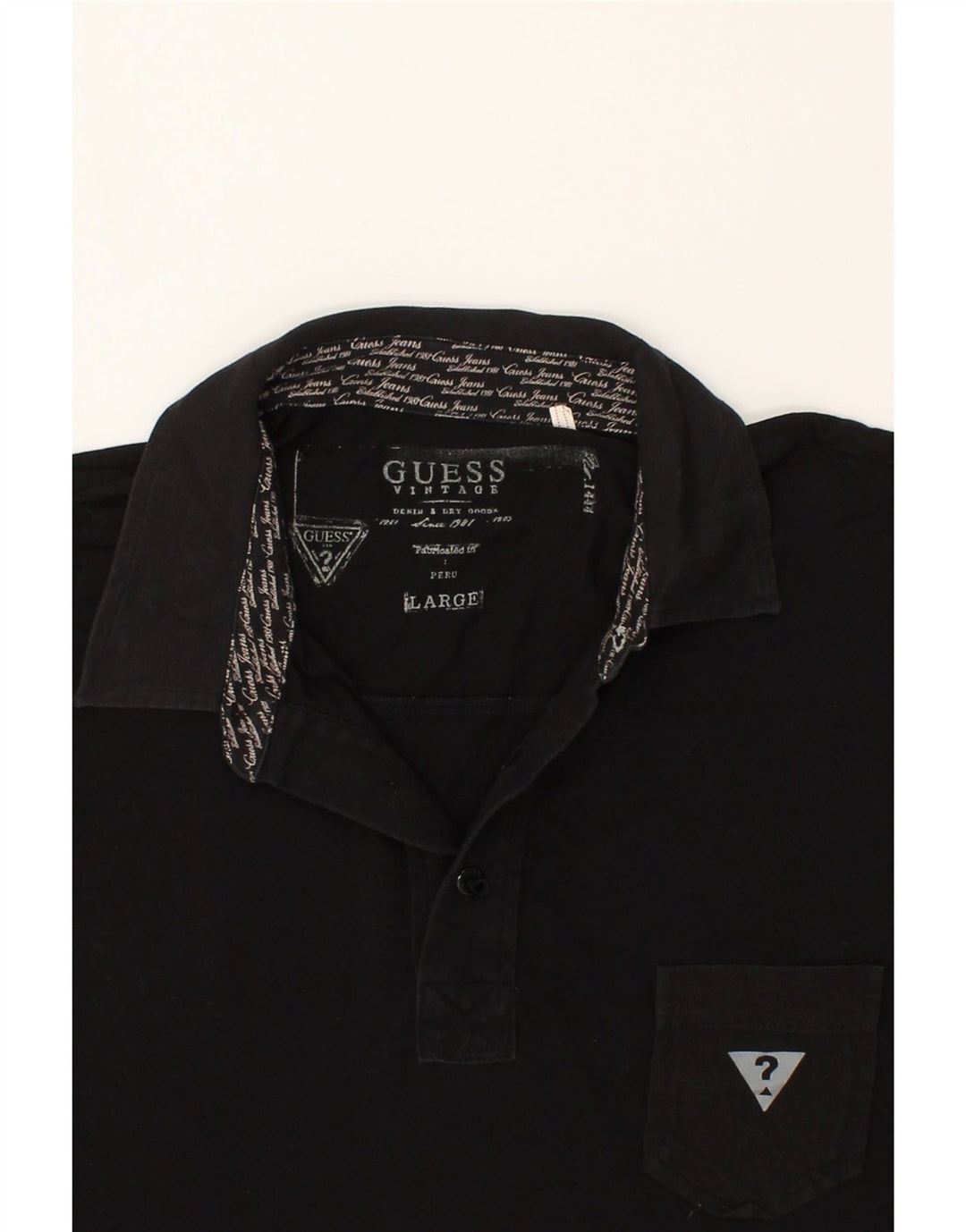 Męska koszulka polo GUESS z grafiką, duża, czarna