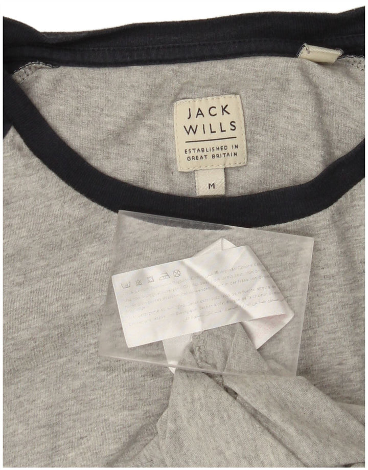 JACK WILLS Męski top z długim rękawem, bawełniany w kolorze średnioszarym
