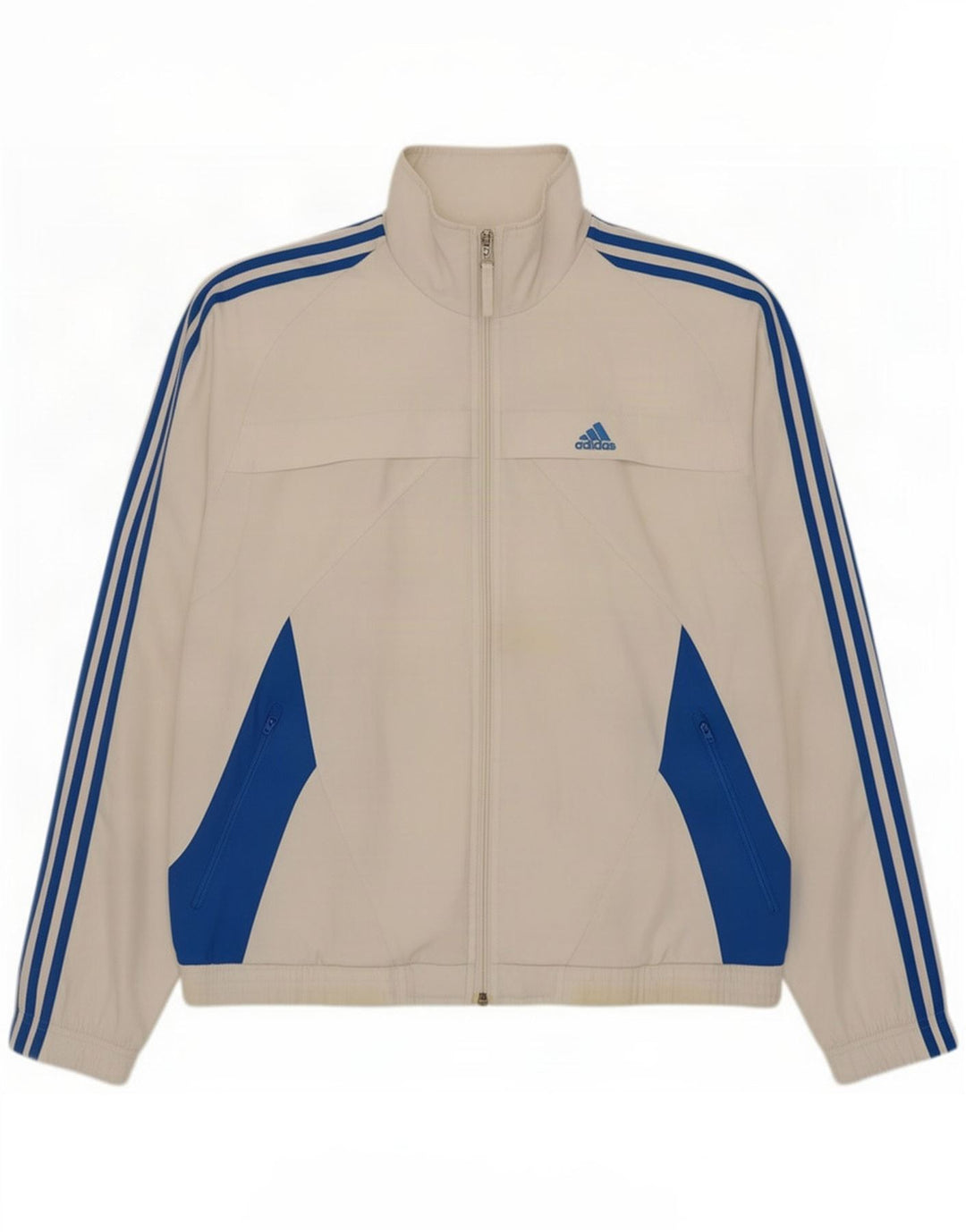 Adidas Męska kurtka dresowa UK 36/38 Mały biały poliester z blokami kolorów