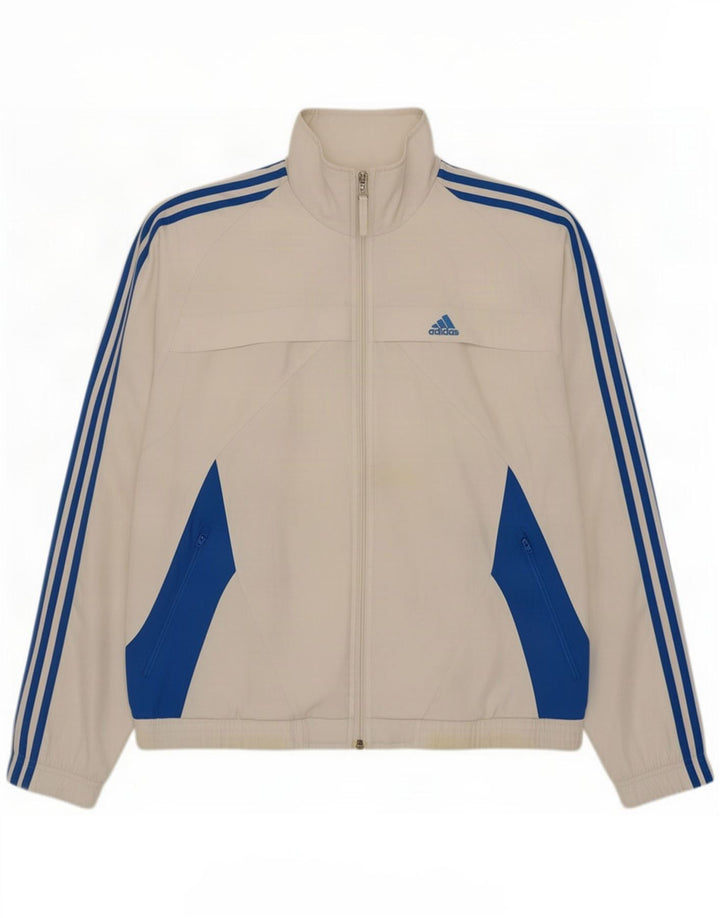 Adidas Męska kurtka dresowa UK 36/38 Mały biały poliester z blokami kolorów