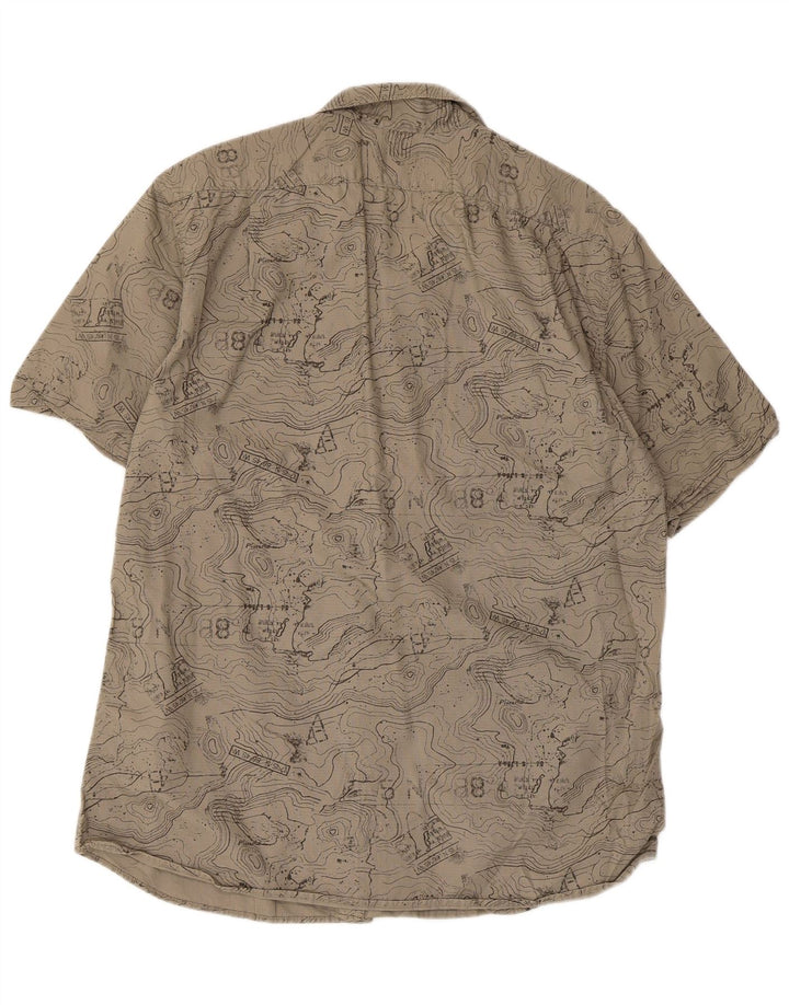 Eddie Bauer Męska koszula w abstrakcyjny wzór o klasycznym kroju, duża, beżowa, bawełniana