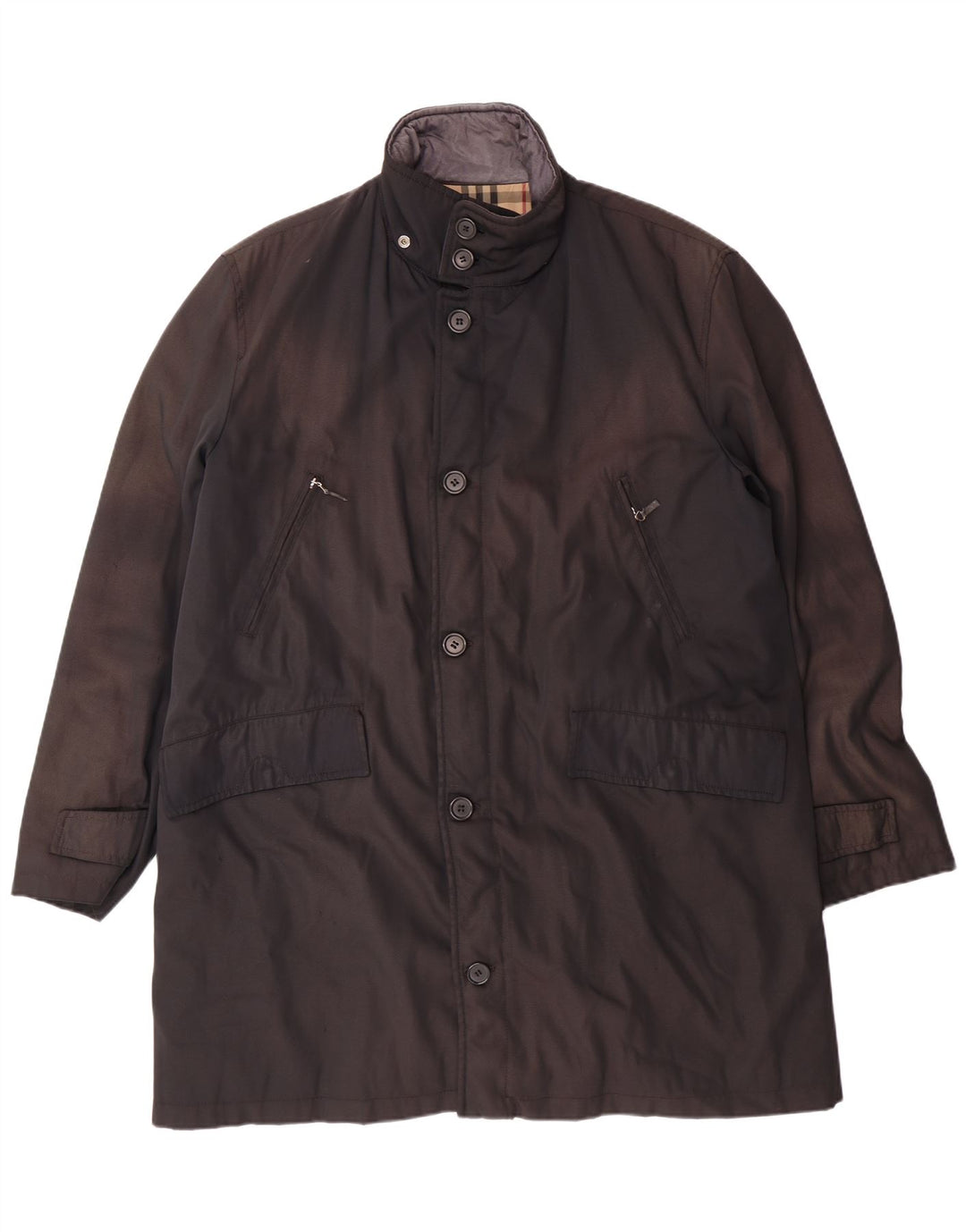 Płaszcz męski BURBERRY UK 40, duży, czarny, klasyczny, poliamidowy