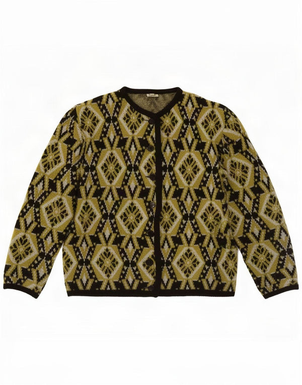 Sweter damski w stylu vintage, kardigan IT 46, duży, khaki, geometryczny