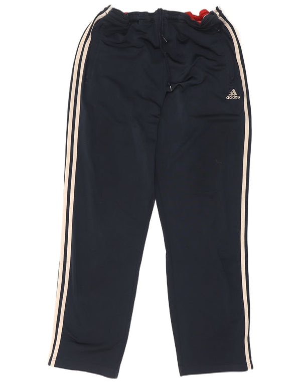 Męskie spodnie dresowe Adidas UK 44/46, duże, granatowe, z blokami kolorów