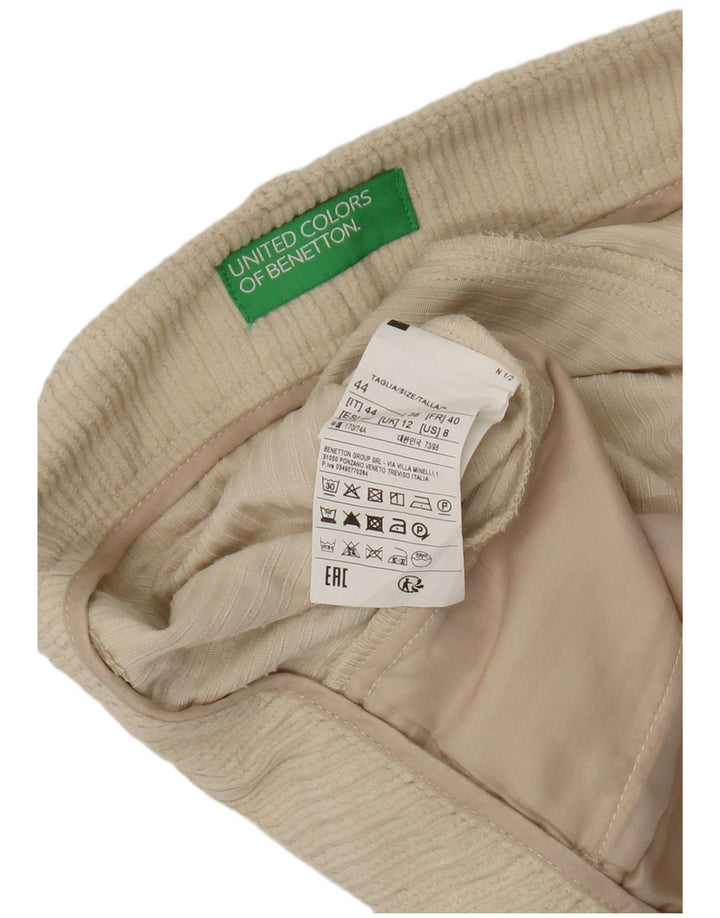 Damskie sztruksowe spodenki Benetton UK 12 Medium W28 Beżowy poliester
