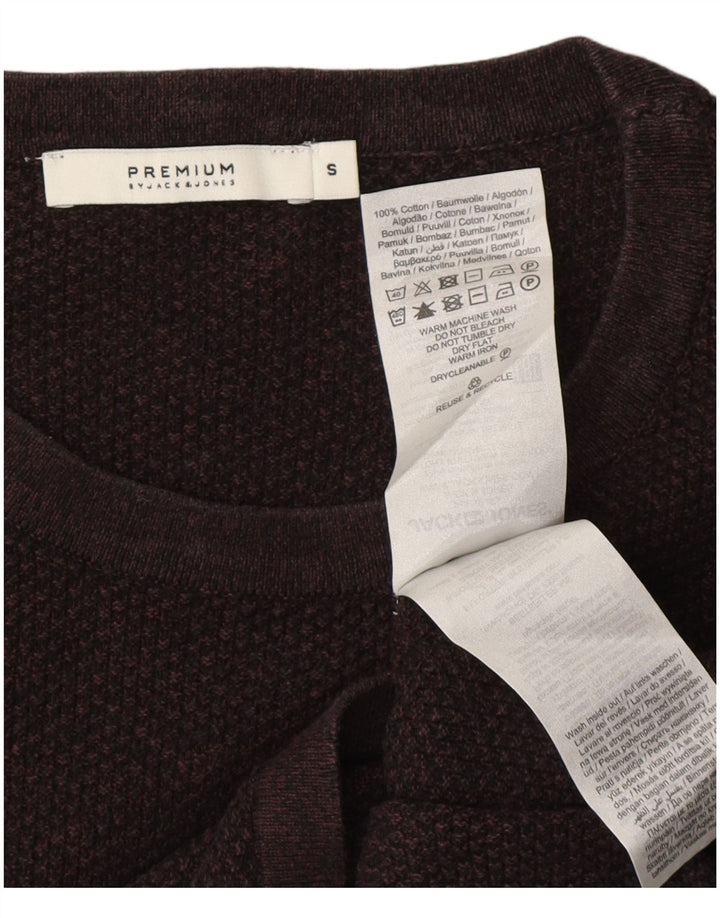 Męski top JACK & JONES z długim rękawem, mały, bordowy, bawełniany