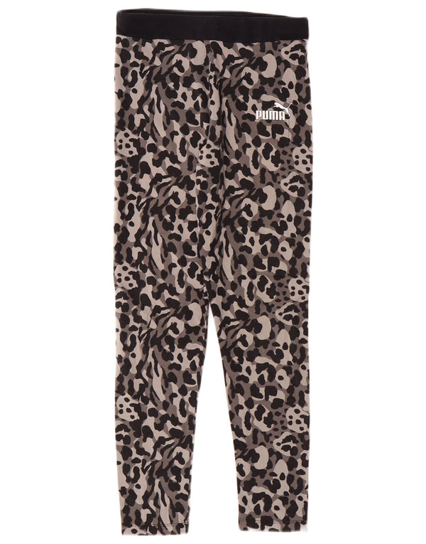 Puma Girls Leggings 11-12 Years  Grey Animal Print Cotton