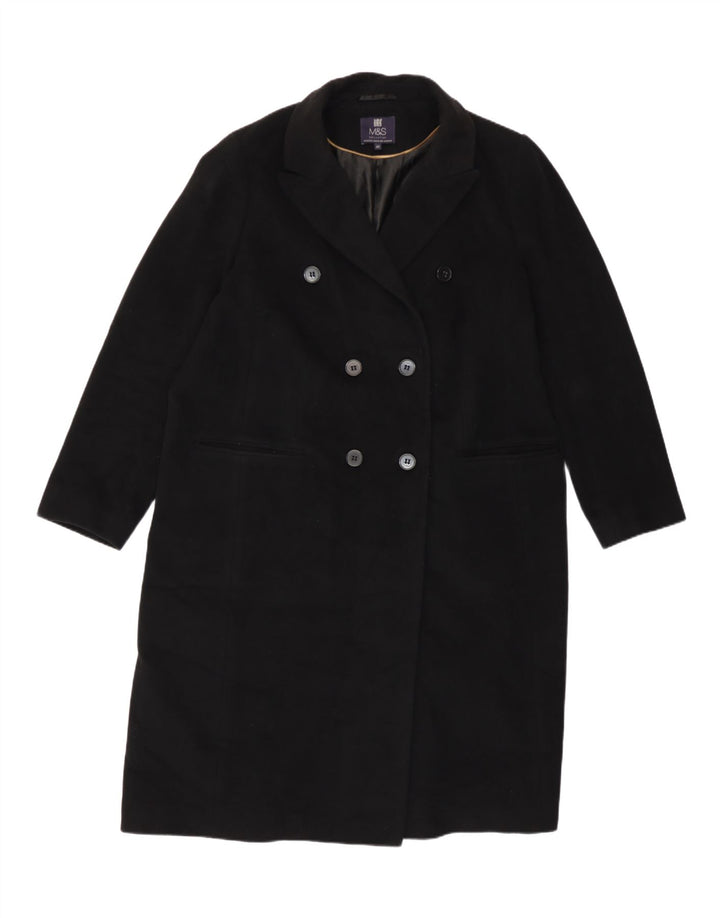Marks & Spencer Damski płaszcz dwurzędowy UK 20 2XL Czarna wełna