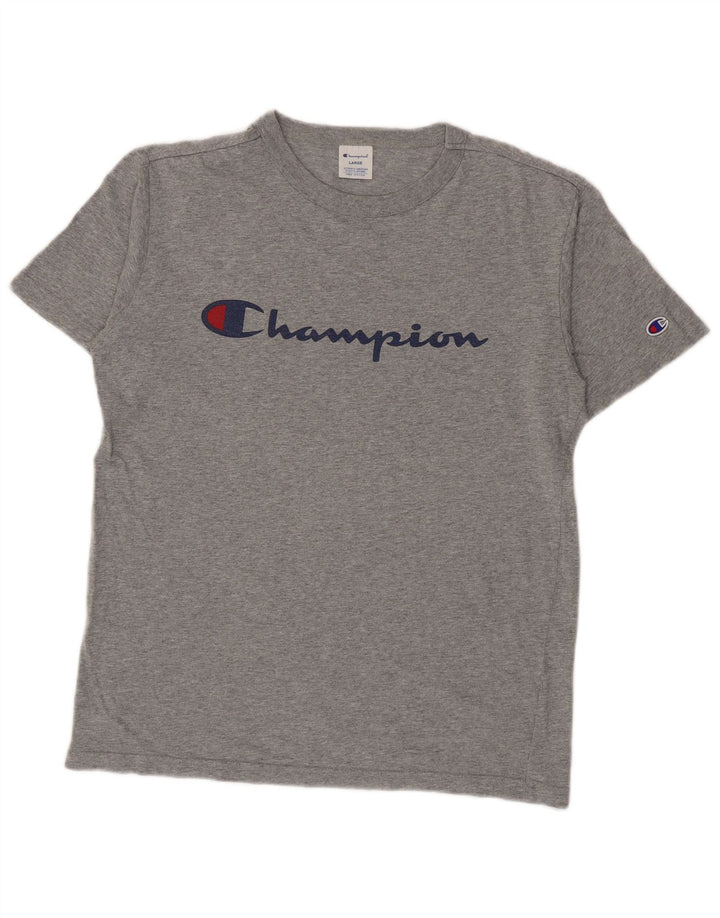 Męski T-shirt Champion z grafiką, duży, szary, nakrapiany