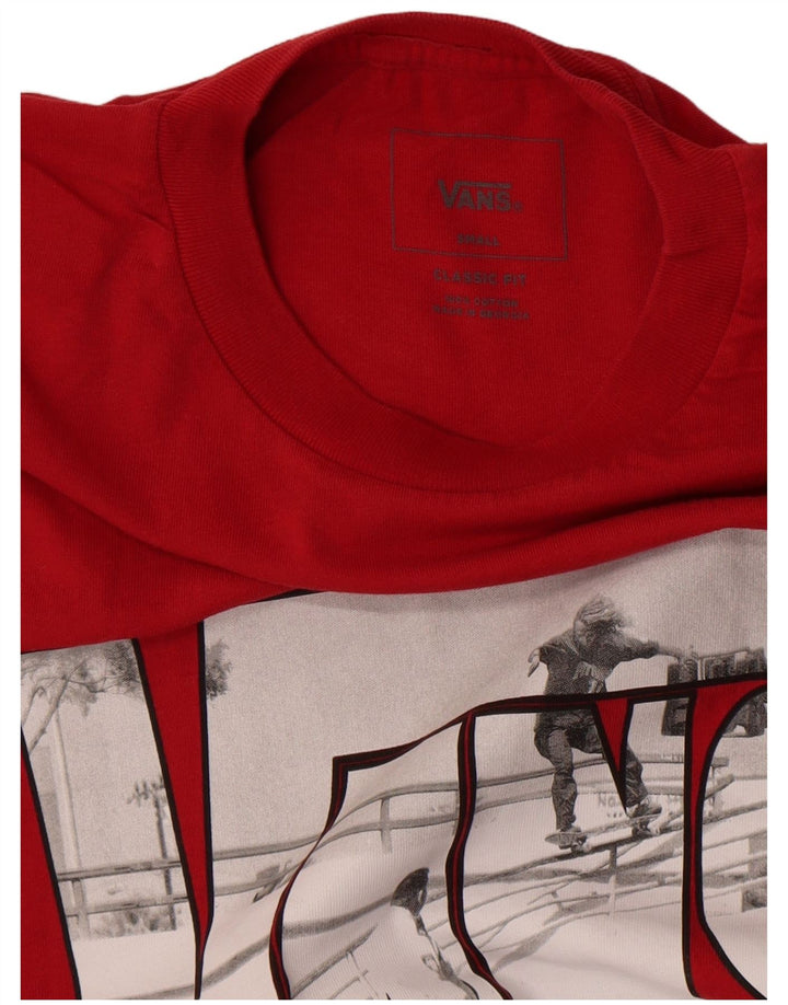 Męski T-shirt Vans o klasycznym kroju z grafiką, mały, czerwony, bawełniany