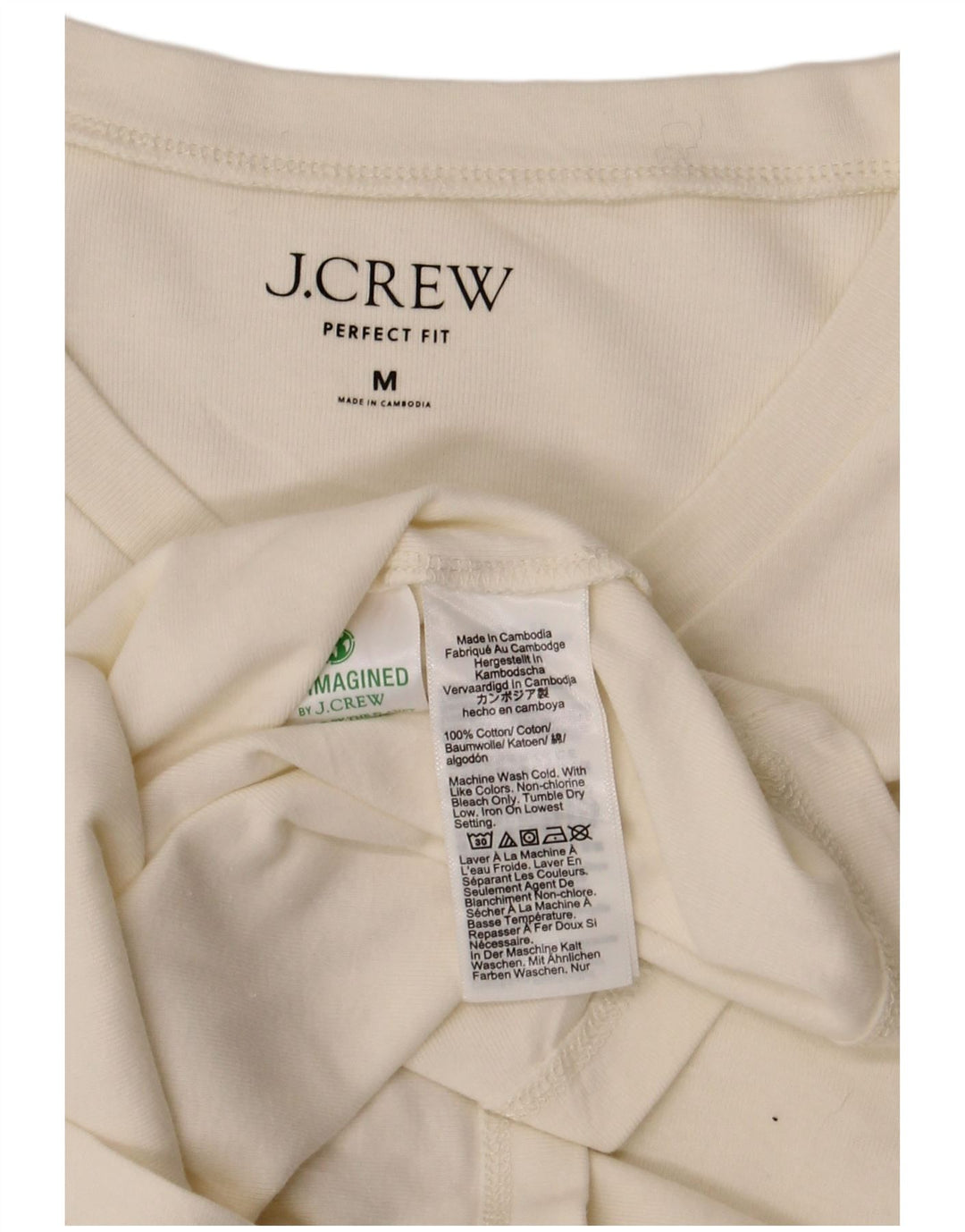 Damski top J. Crew Perfect Fit z długim rękawem, UK 12, średnia biała bawełna
