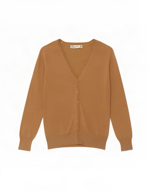 Sweter damski Zara Cardigan UK 10 Small Beżowy Bawełniany