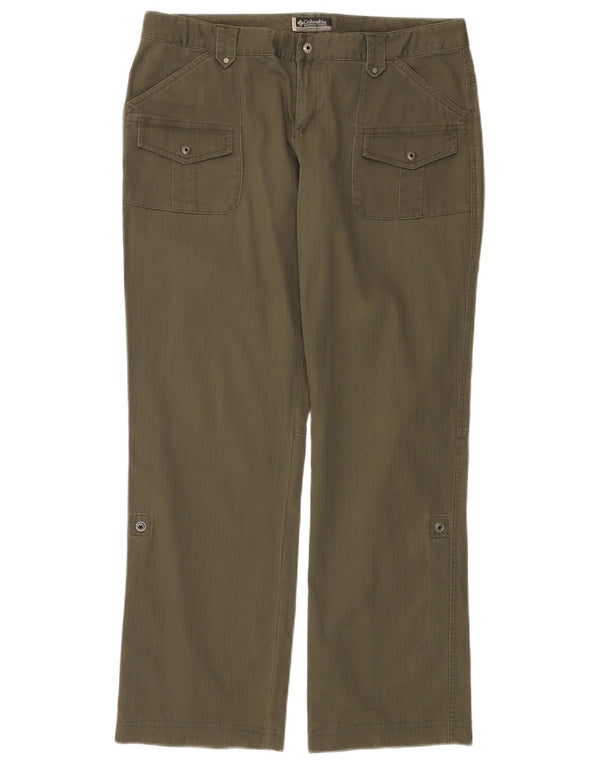 Damskie proste spodnie COLUMBIA US 12 duże W34 L31 Khaki w paski