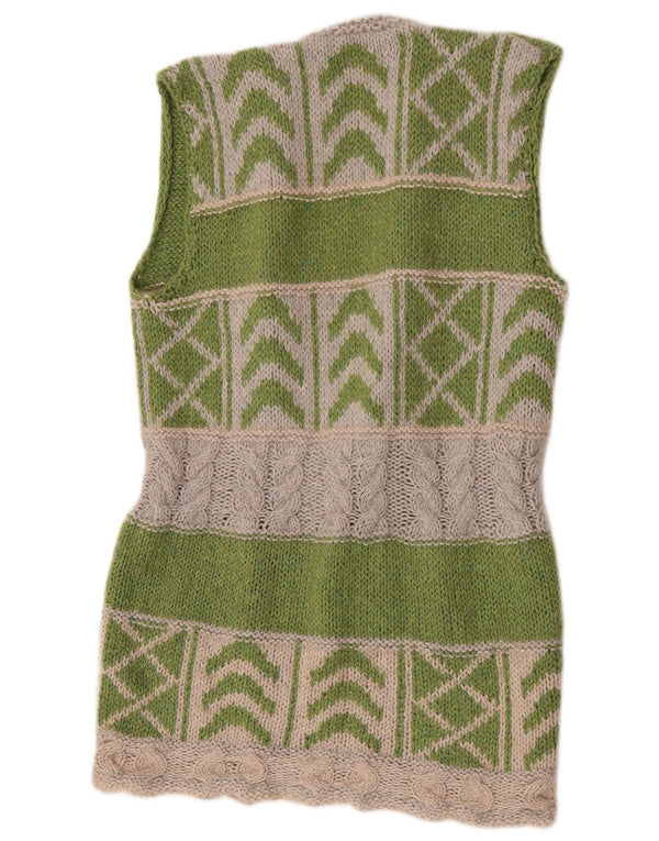 Sweter damski o przedłużonym kroju w stylu vintage, UK 12, średni zielony, blok kolorów