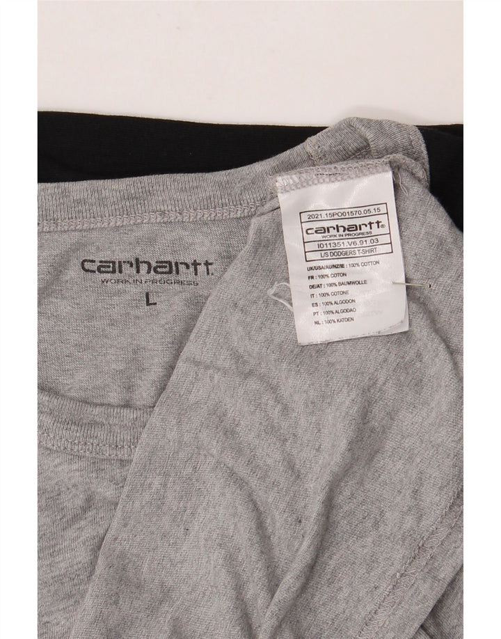 Męski top Carhartt z długim rękawem, duży, szary, bawełniany w bloki kolorów