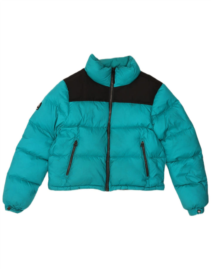 Damska ocieplana kurtka Superdry UK 12, poliester w kolorze średniego turkusu