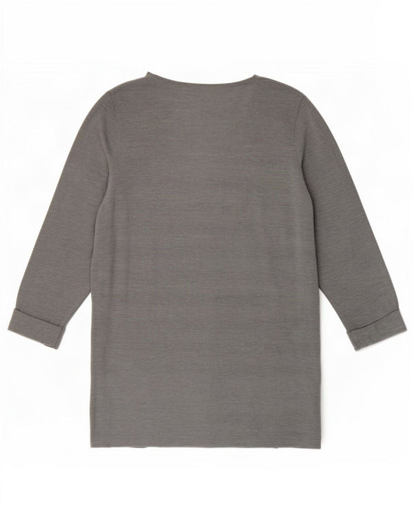 Marks & Spencer Womens Top 3/4 Sleeve UK 14 Medium Grey Striped Polyester