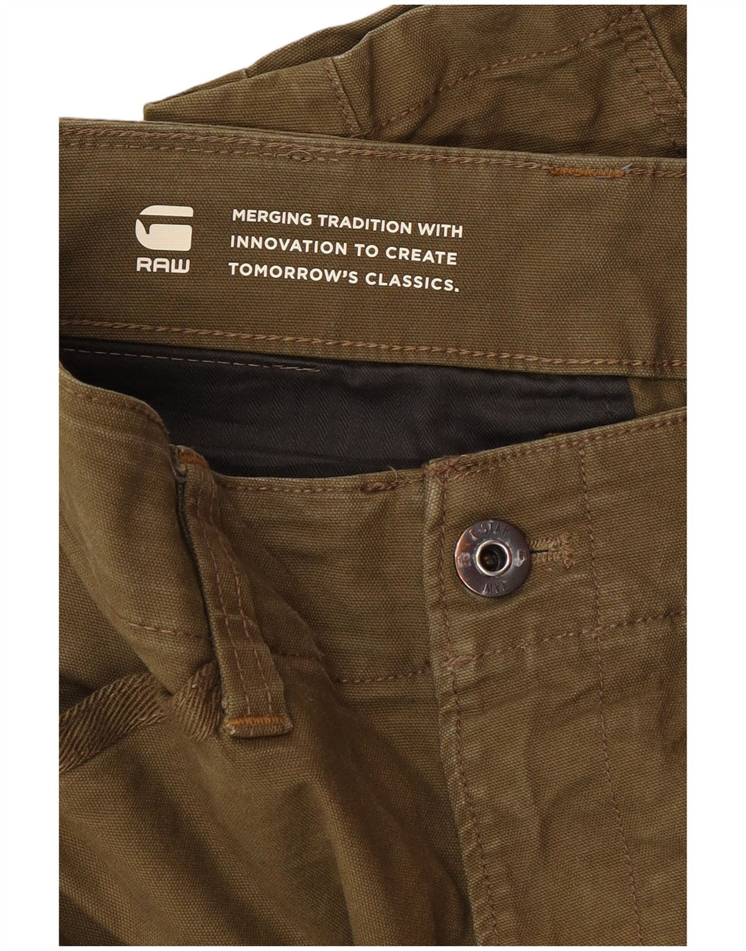 Męskie spodnie cargo G-STAR Banana Slim W34 L30 Khaki Cotton Army