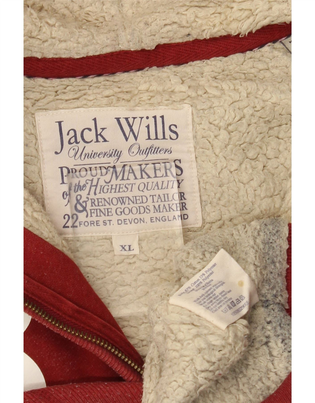 Męski sweter JACK WILLS z grafiką i zamkiem błyskawicznym XL, czerwony, bawełniany