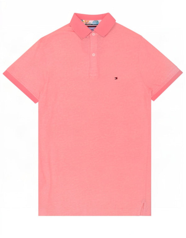 Męska koszulka polo Tommy Hilfiger o regularnym kroju, średnio różowa, bawełniana