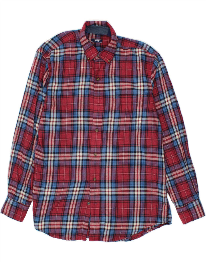 IZOD Mens Flannel Shirt Medium Red Check Cotton Vintage Izod and Second-Hand Izod from Messina Hembry 