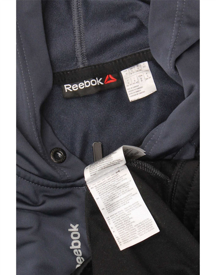 Reebok Womens Zip Hoodie Sweater UK 8/10 Small Grey Colourblock Polyester