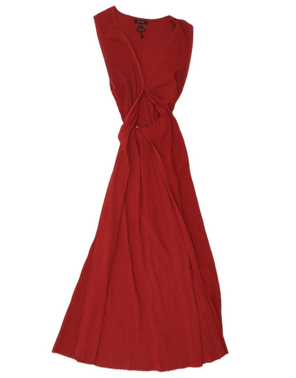 Damska sukienka maxi bez rękawów Massimo Dutti UK 12, średnia czerwona wiskoza