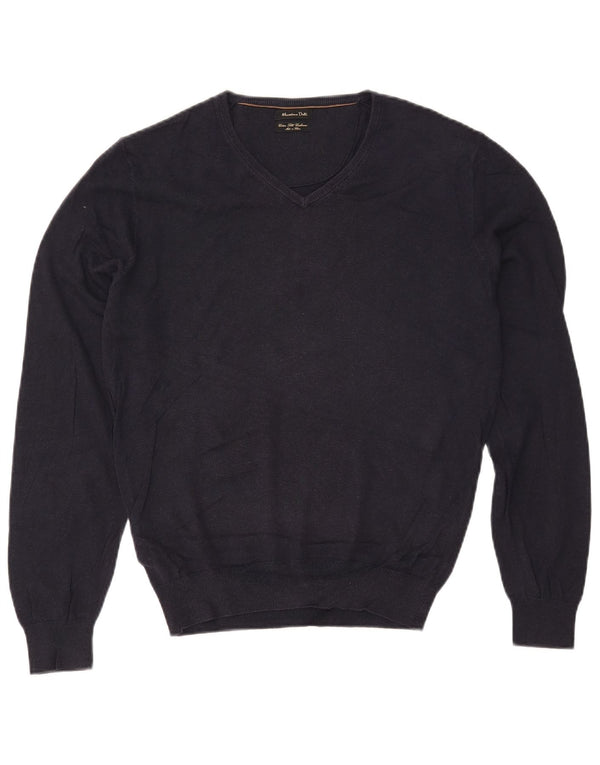 MASSIMO DUTTI Damski sweter oversize z dekoltem w kształcie litery V, UK 10, mały, granatowy