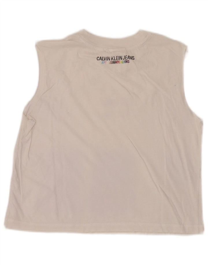 Damska kamizelka Calvin Klein Crop Graphic UK 12 Medium White