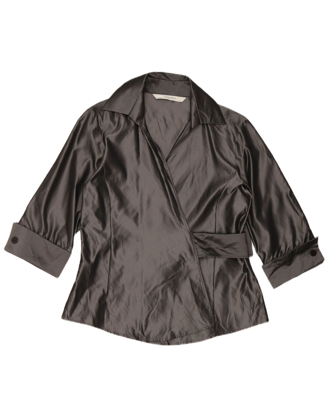 Damska bluzka koszulowa Zara z rękawem 3/4 UK 14, duża, szara, akrylowa