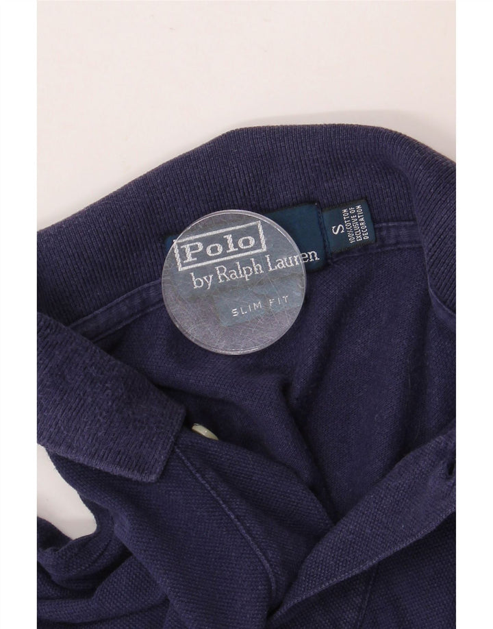 POLO RALPH LAUREN Męska koszulka polo slim fit z długim rękawem, mała, granatowa