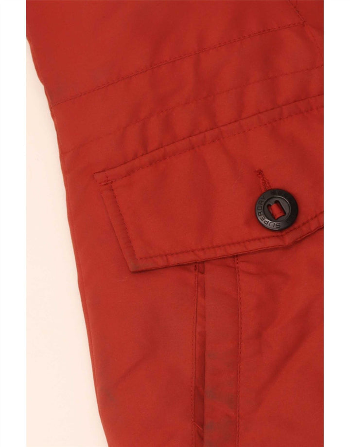Damska kurtka typu parka z kapturem, oversize Superdry UK 10, mała, czerwona, z blokami kolorów