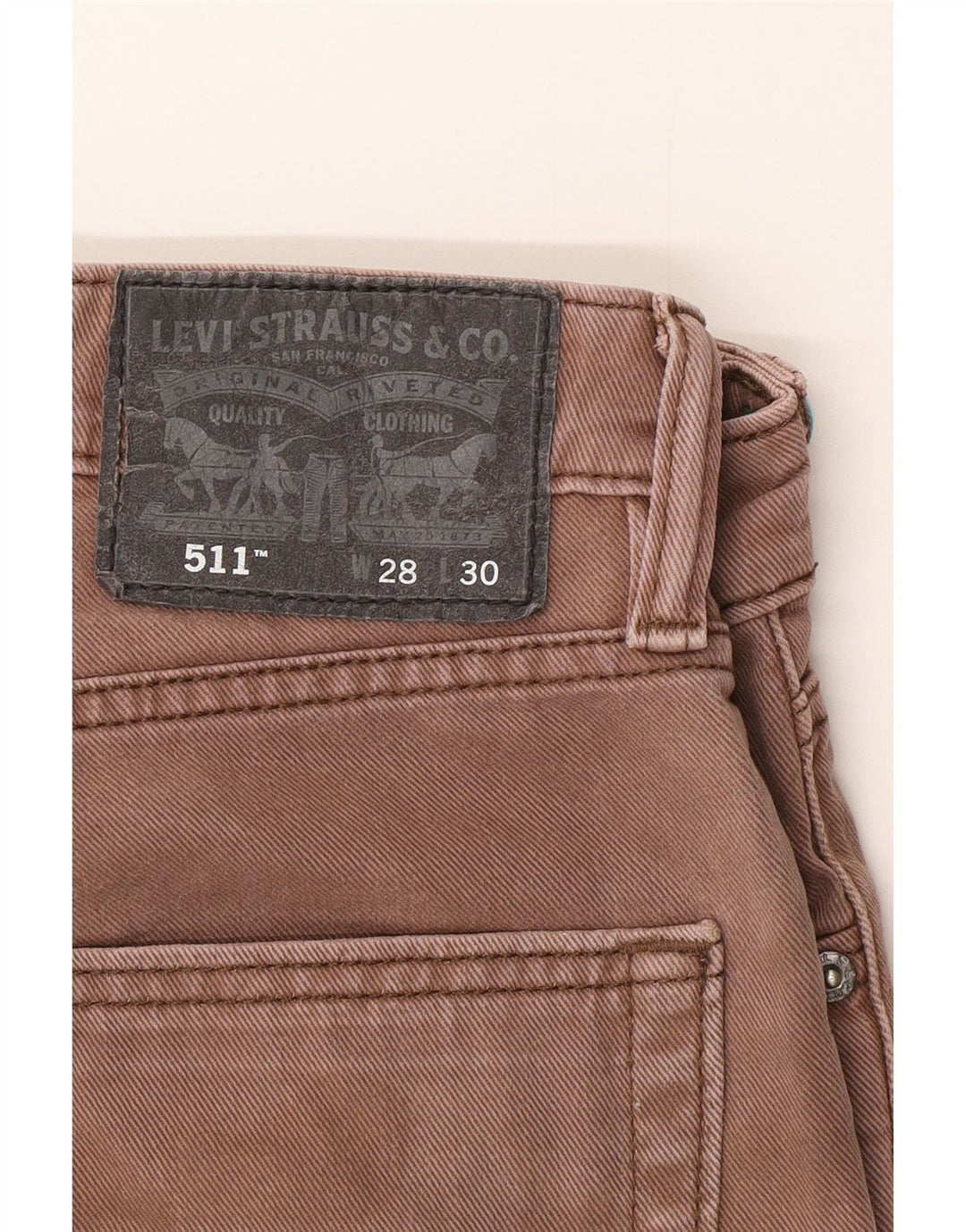 Męskie jeansy Levi's 511 Slim W28 L30 Brązowa bawełna