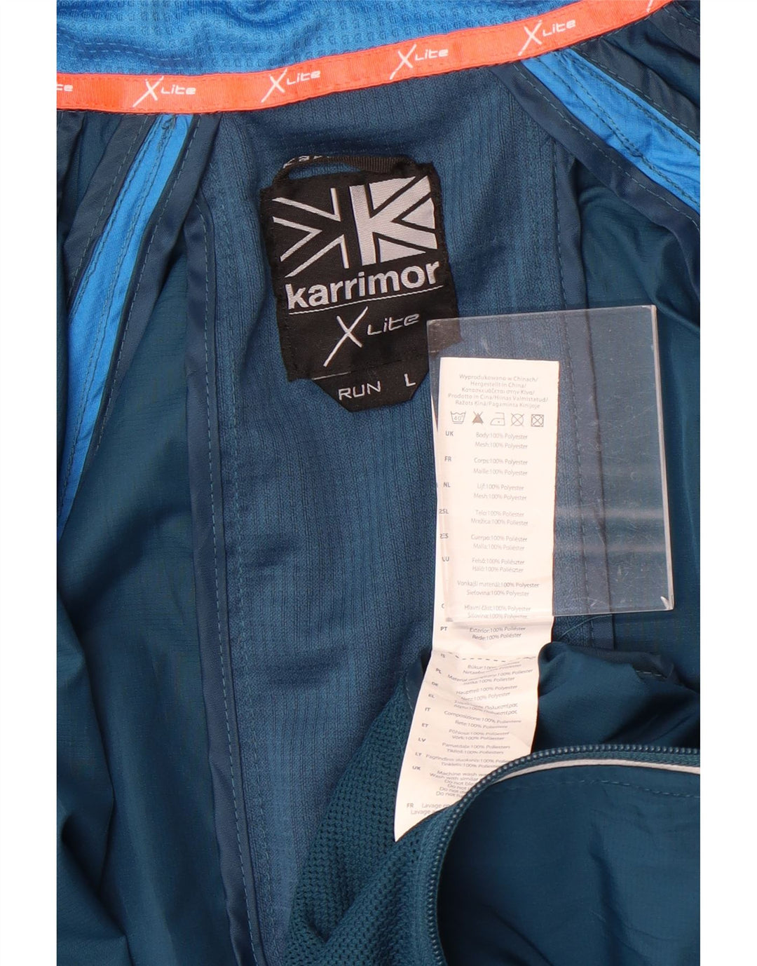 Męska kurtka dresowa Karrimor UK 40, duży niebieski poliester z blokami kolorów