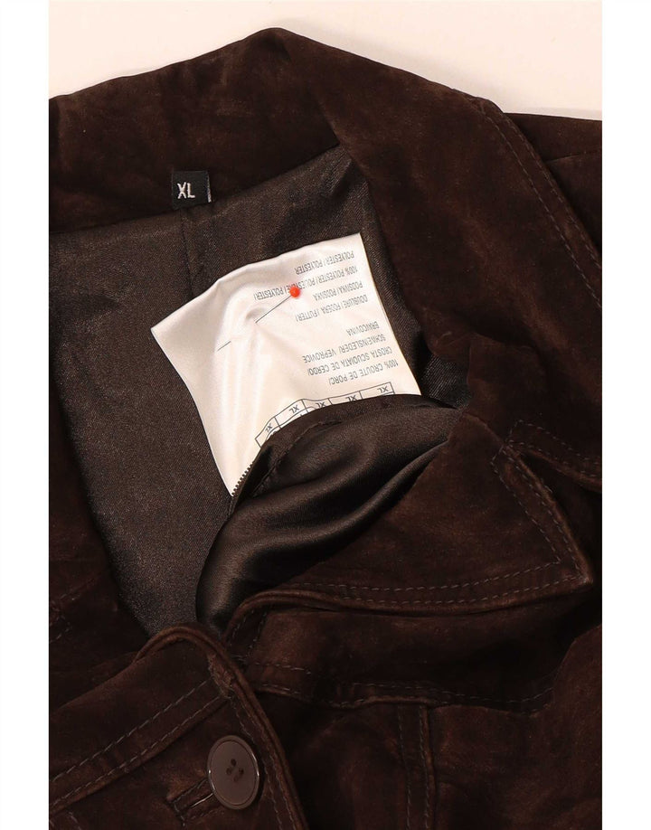 Vintage damska zamszowa kurtka UK 18 XL, brązowa skóra