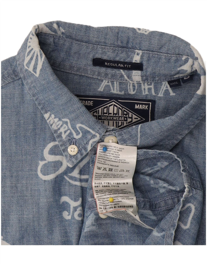 Męska koszula z krótkim rękawem Superdry o regularnym kroju, mała, niebieska, bawełniana