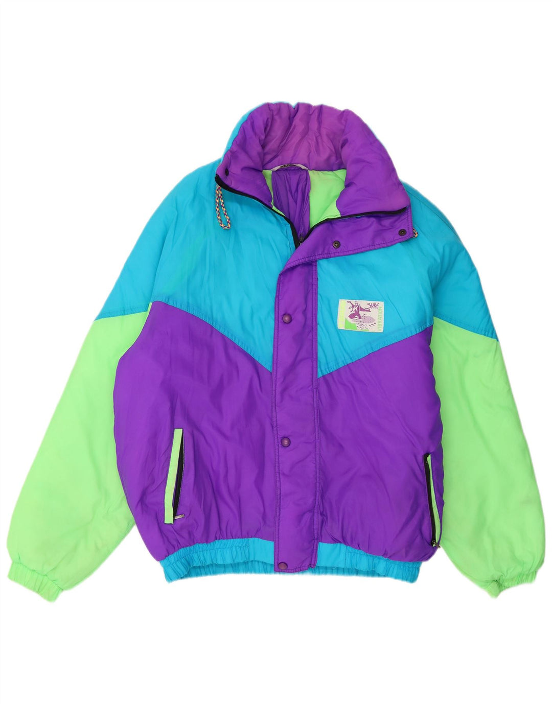 Męska kurtka narciarska Brugi UK 40, duży, fioletowy nylon z blokami kolorów