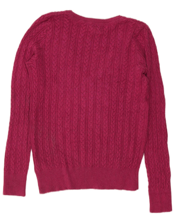 Sweter damski Eddie Bauer z dekoltem w kształcie litery V, UK 14, średni różowy bawełniany